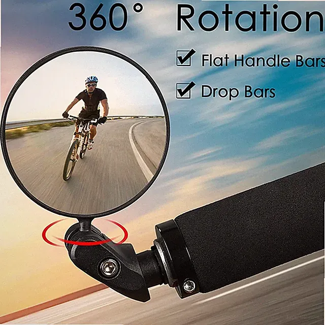 2 Pack 360° Round Bike Mirror Ebike Rear View Convex Bicycle Mirror