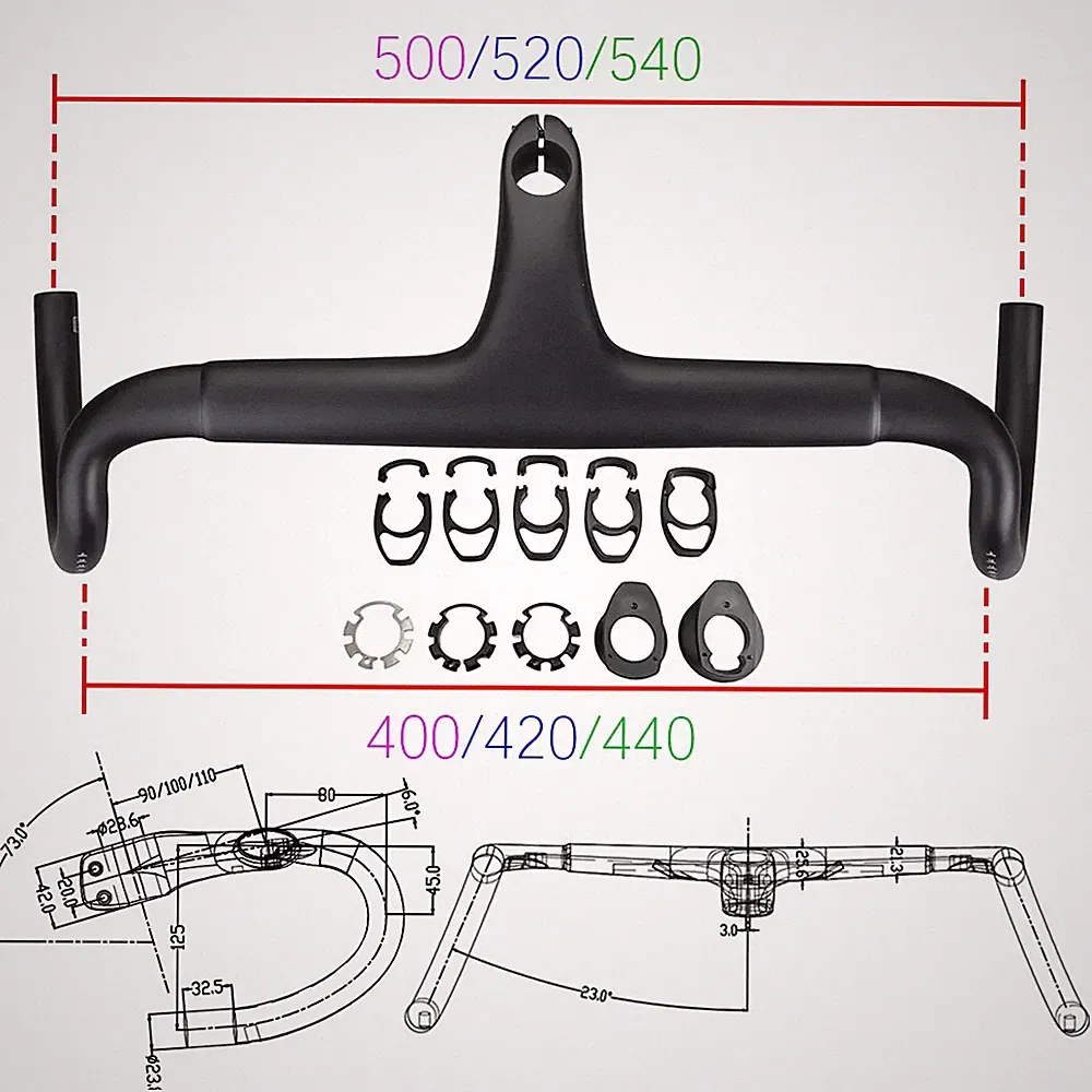 25° Road Bicycle Handlebars Internal Cable Routing Gravel Mountain Bike Drop Bar