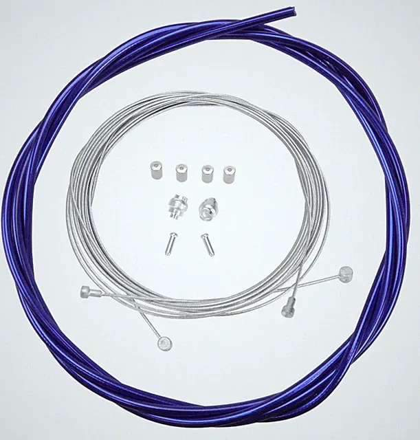 Bicycle Brake Cable Kit for Drop Bar Road - SHINY CHROME COBALT BLUE