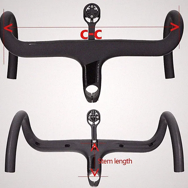 Bicycle Drop Bar Carbon Fiber Road Bike Integrated Handlebar with Stem 28.6mm