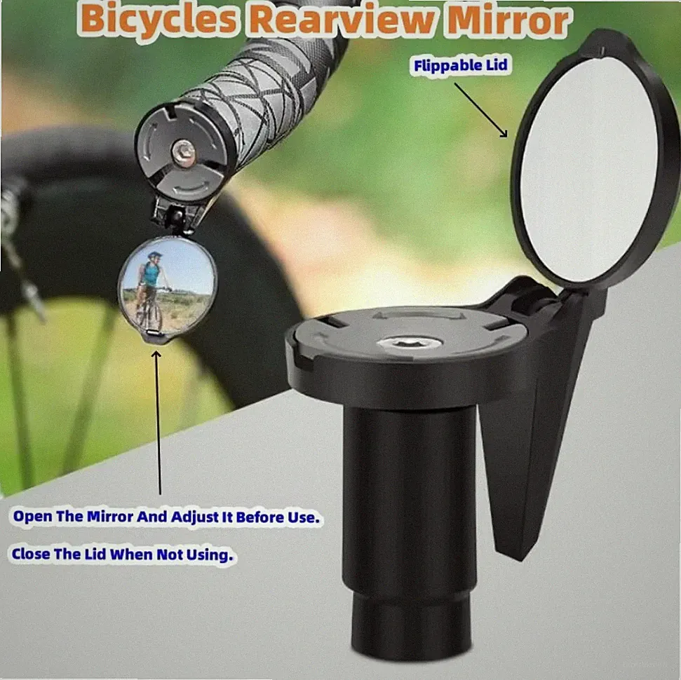 Bicycle Rear View Convex Mirror Handlebar Drop Bar Mount Acrylic Lens Back Sight