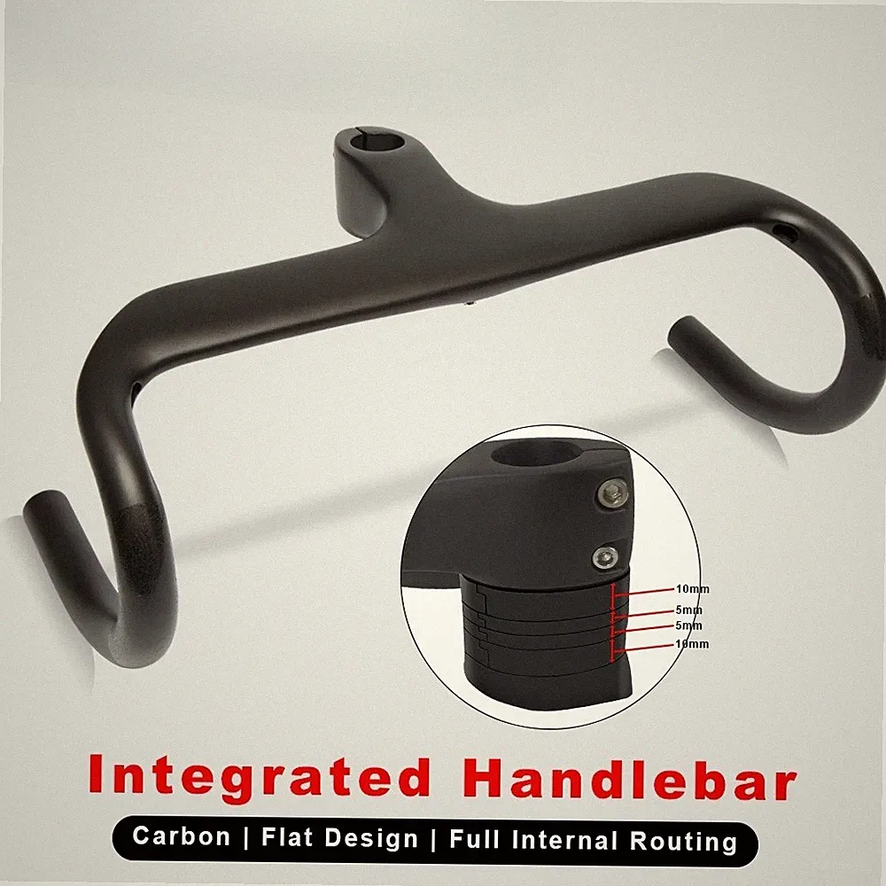 Carbon Road Bike Integrated Handlebar Bicycle Drop Bar 28.6mm with Stem Spacer