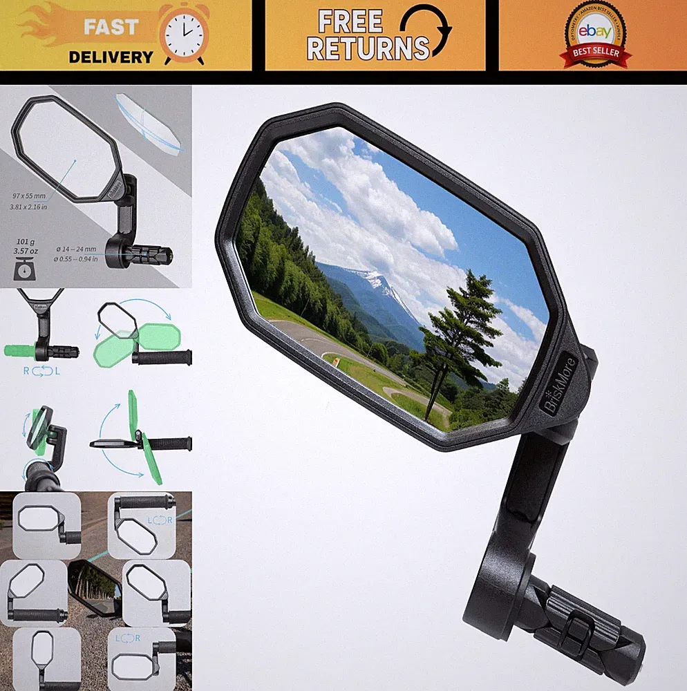 High-Definition Bar End Bike Mirrors, Scratch Resistant Convex Lens for Electric