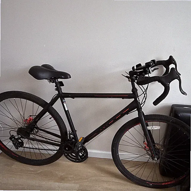 Kent 700C Road Bike Medium Black/Red 21-Speed Drop Bar Mech Disc Phone Mount