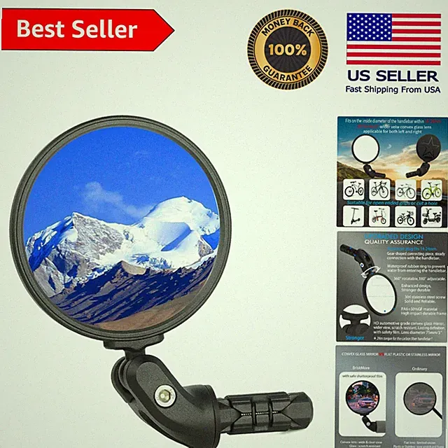 Lightweight & Durable Bike Bar End Mirror - 180° Adjustable Safety Feature