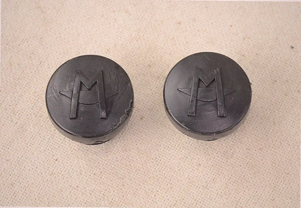 Motobecane Bicycle Handlebar End PLugs Drop Bar End Caps M Logo - Vintage 1970s