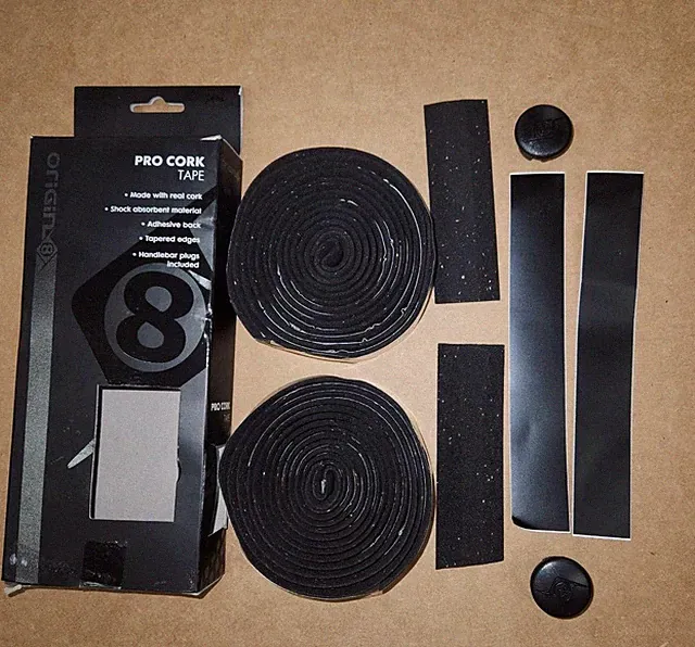 Origin8 Pro Cork Drop Bar Handlebar Tape W/ Plugs Black OPEN PACKAGING