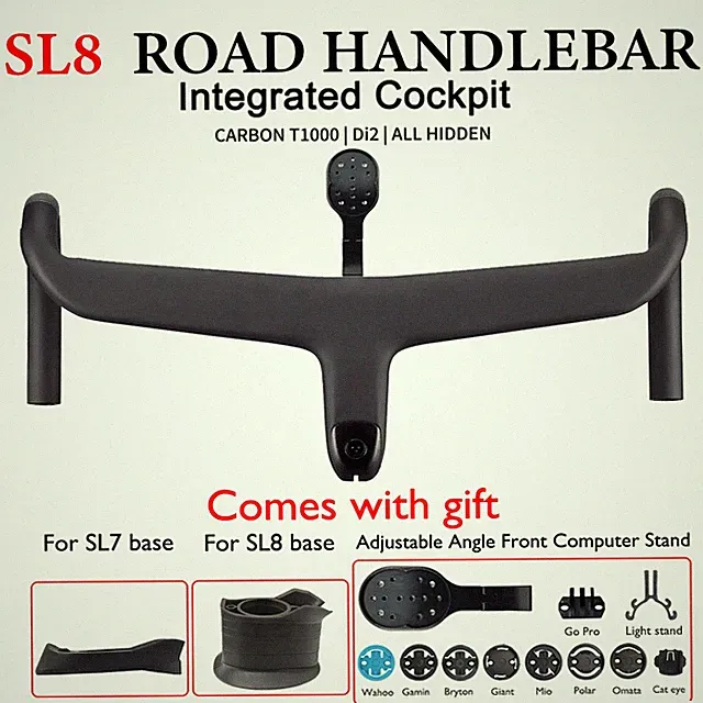 Road Bicycle Carbon Integrated Drop Bar Internal Cable Routing 28.6mm Di2