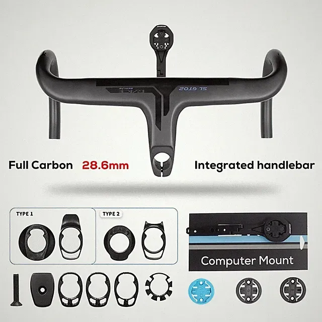 Road Bike Internal Cable Drop Bar Integrated Full Carbon Fiber Bicycle Handlebar