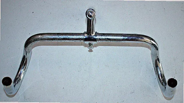 Vintage 38cm Dropbar Handlebar 70mm 22.2mm Quill Stem 25.4 mm Steel Silver Cafe~